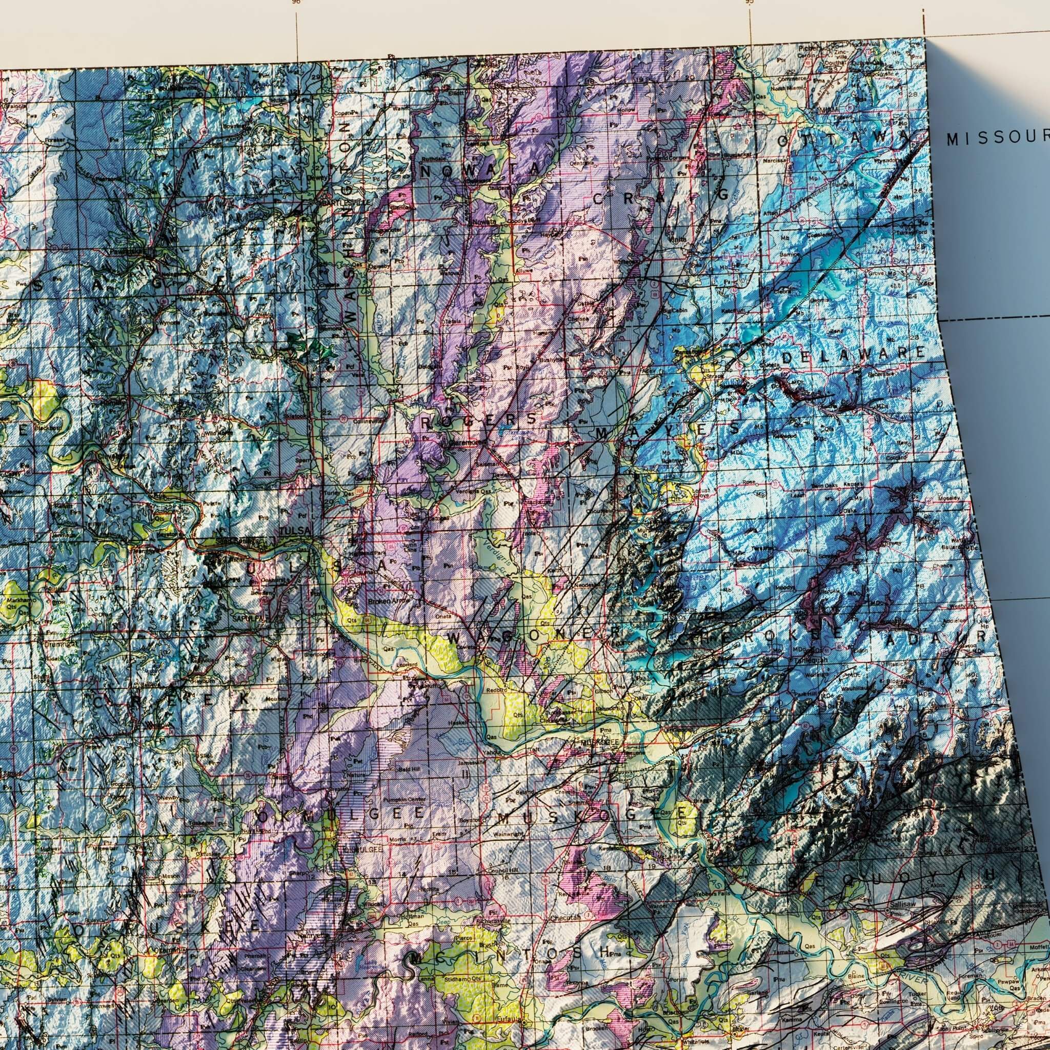 Vintage Oklahoma Relief Map (1954) | Muir Way