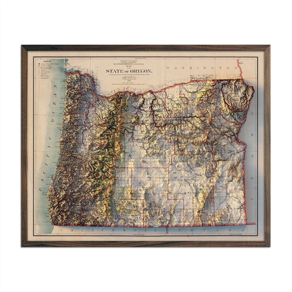 Vintage Oregon Relief Map (1897) | Muir Way