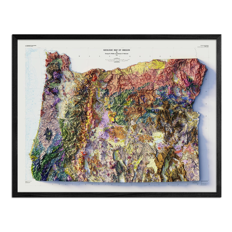 Oregon 1991 Shaded Relief Map - Muir Way - Vintage Relief