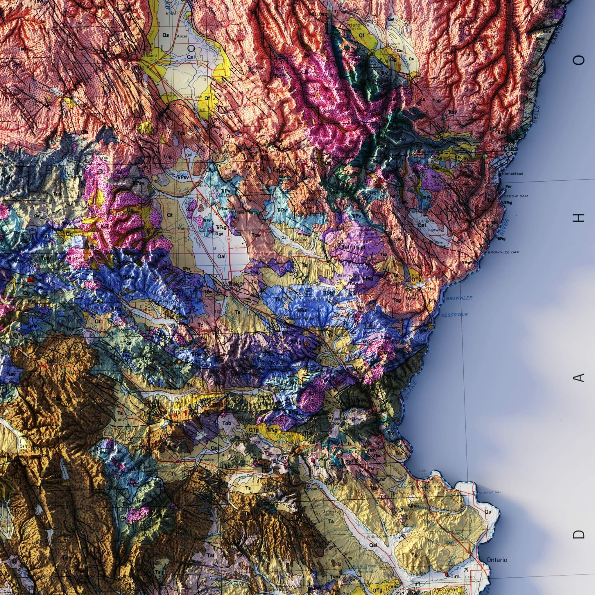 1991 Vintage Relief Map of Oregon | Museum-Quality Prints – Muir Way