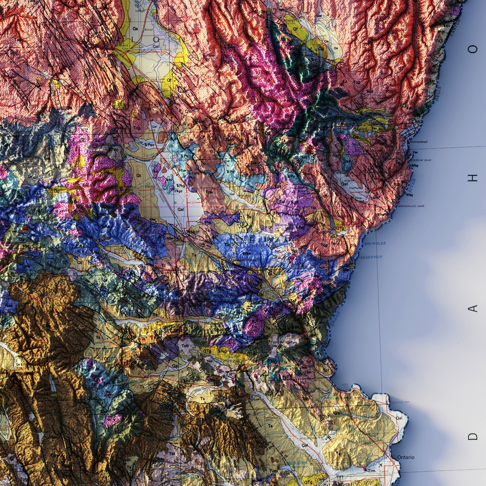 Oregon 1991 Shaded Relief Map - Muir Way - Vintage Relief