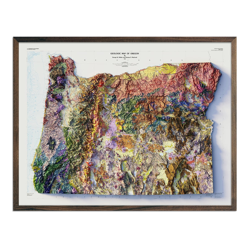 Oregon 1991 Shaded Relief Map - Muir Way - Vintage Relief