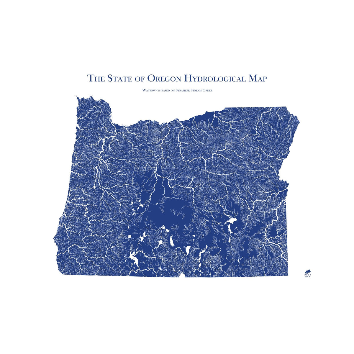 Oregon Hydrology Series Map | Map of rivers, streams & more - Muir Way