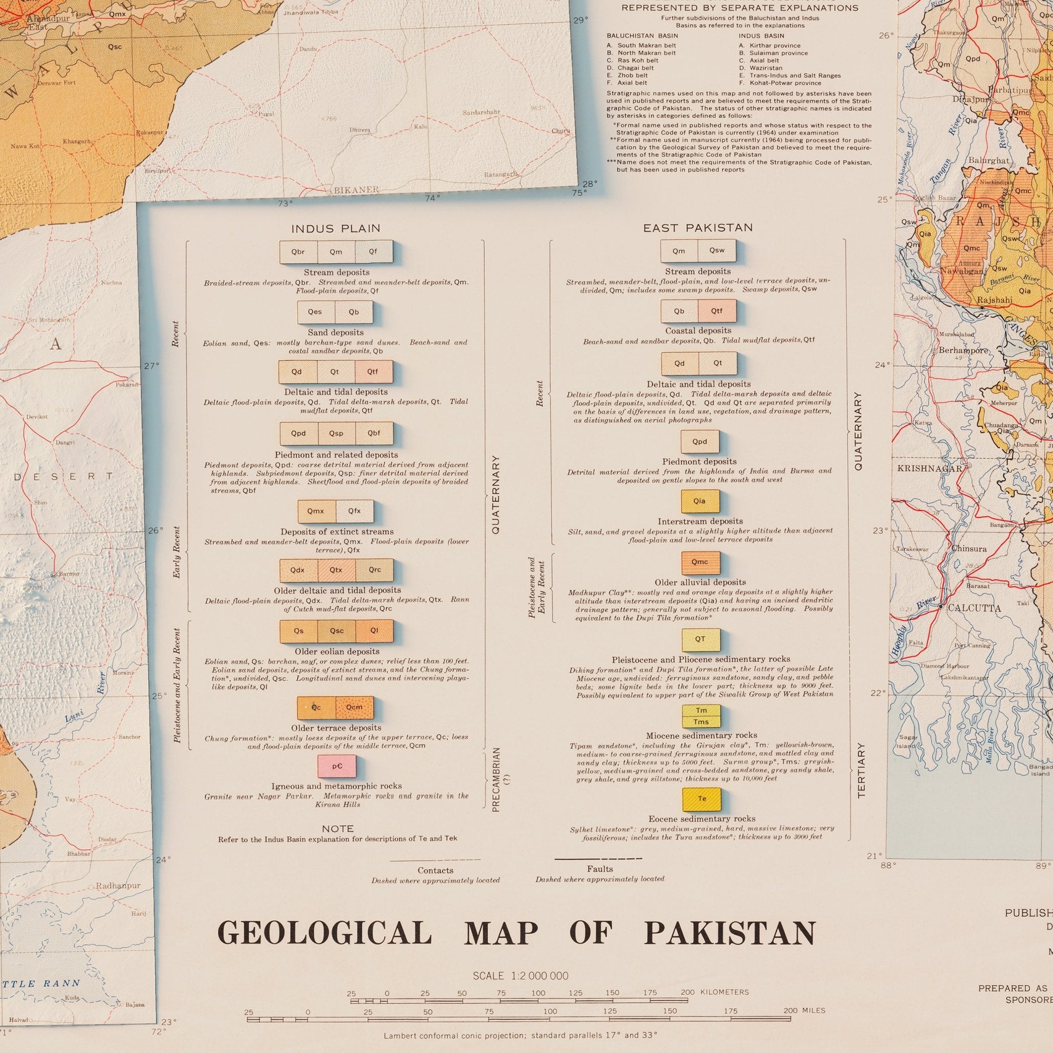 Pakistan 1964 Shaded Relief Map - Muir Way - Vintage Relief