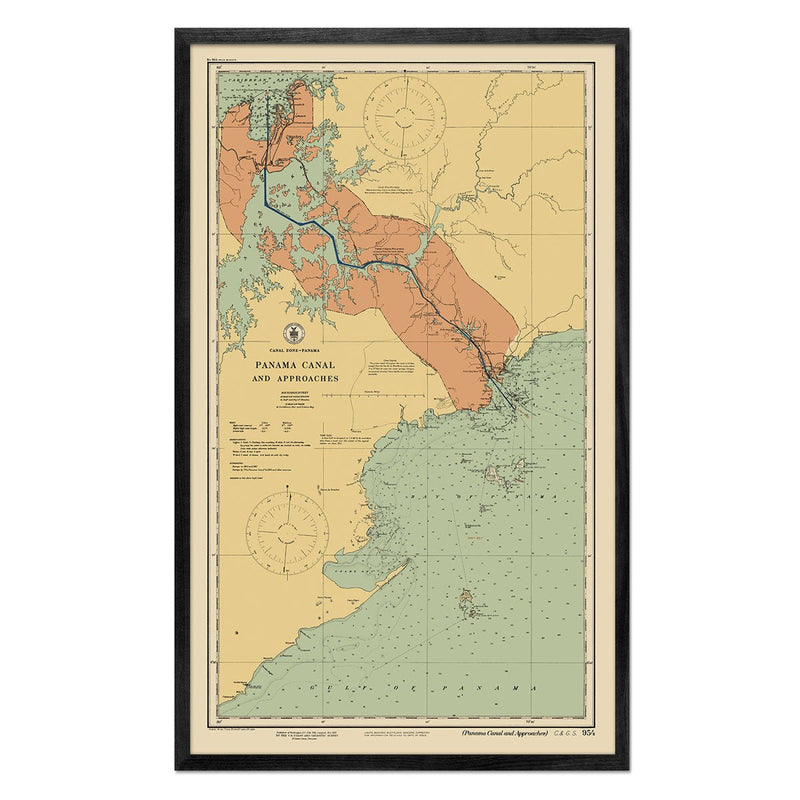 Panama Canal and Approaches Nautical Chart 1923 - Muir Way - Vintage Map
