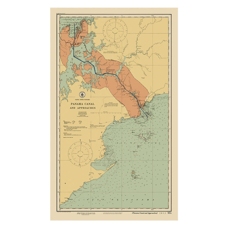 Panama Canal and Approaches Nautical Chart 1923 - Muir Way - Vintage Map