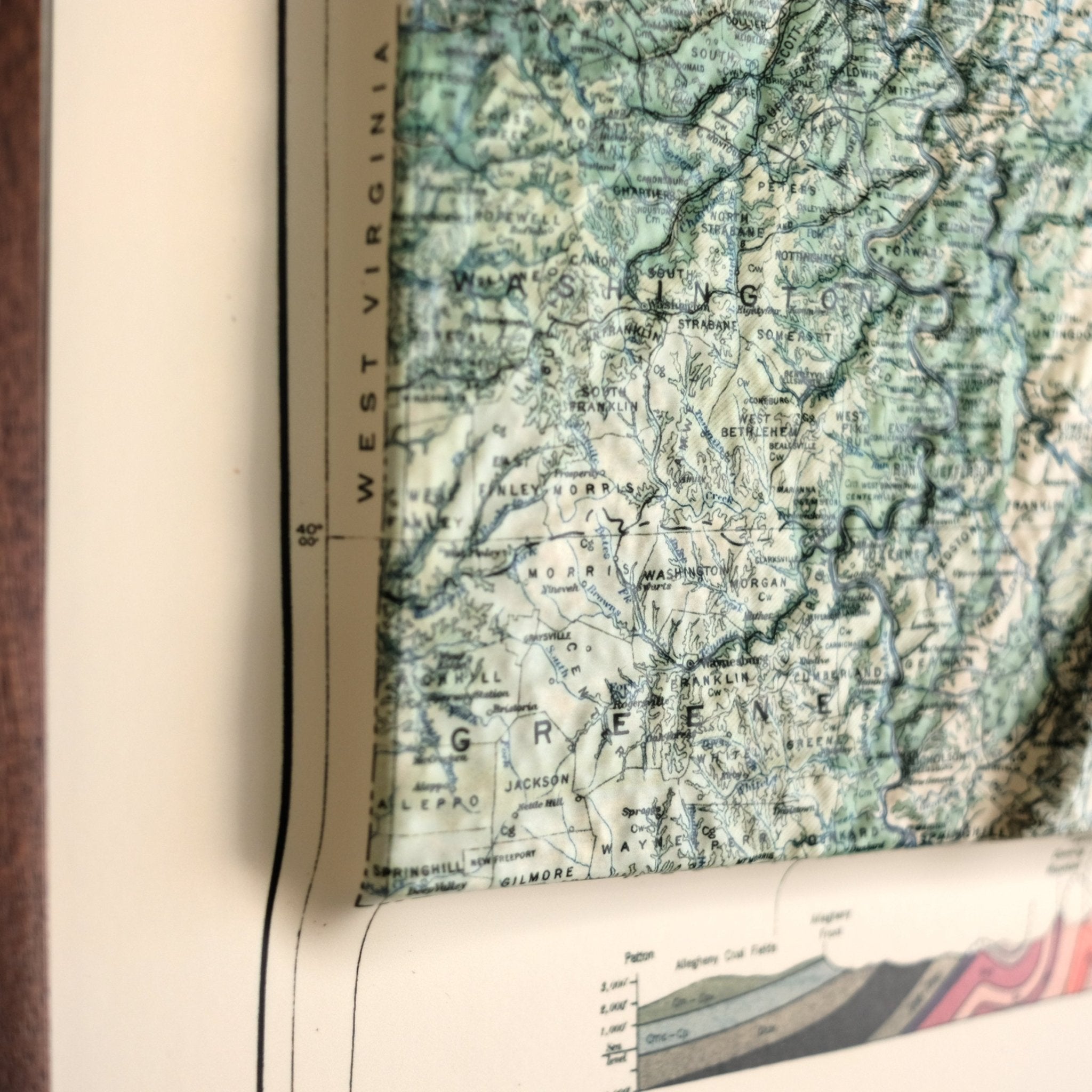 Pennsylvania 1931 3D Raised Relief Map - Muir Way - 3D