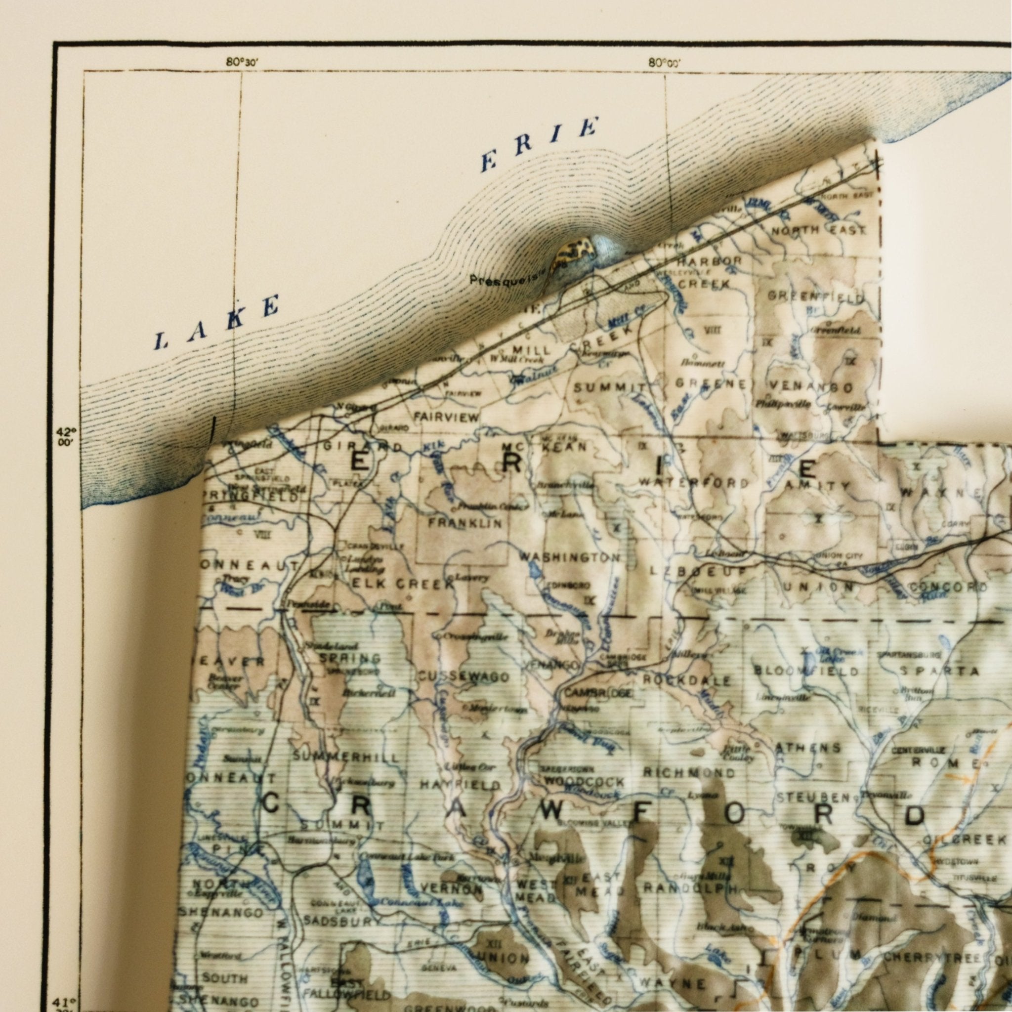 Pennsylvania 1931 3D Raised Relief Map - Muir Way - 3D