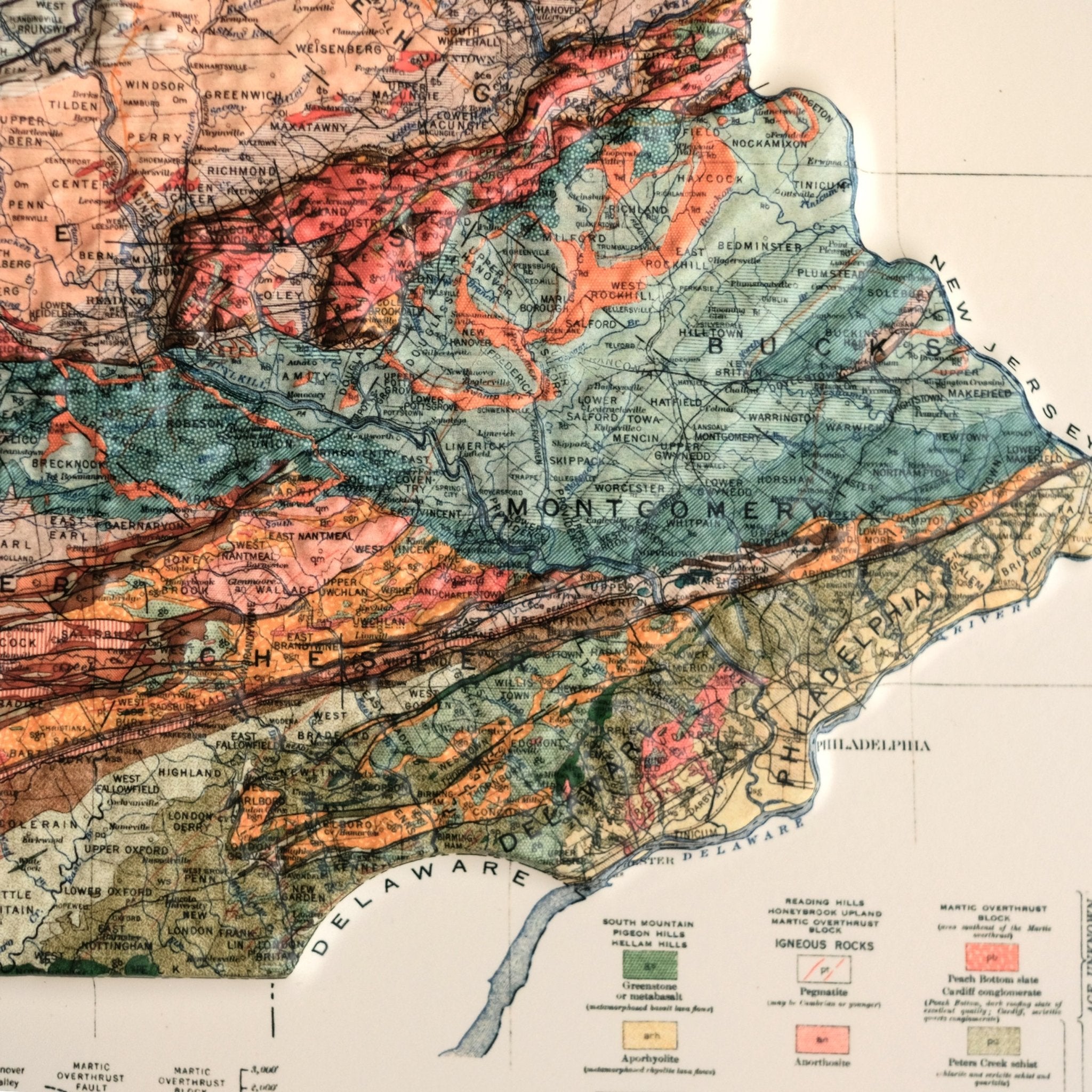 Pennsylvania 1931 3D Raised Relief Map - Muir Way - 3D