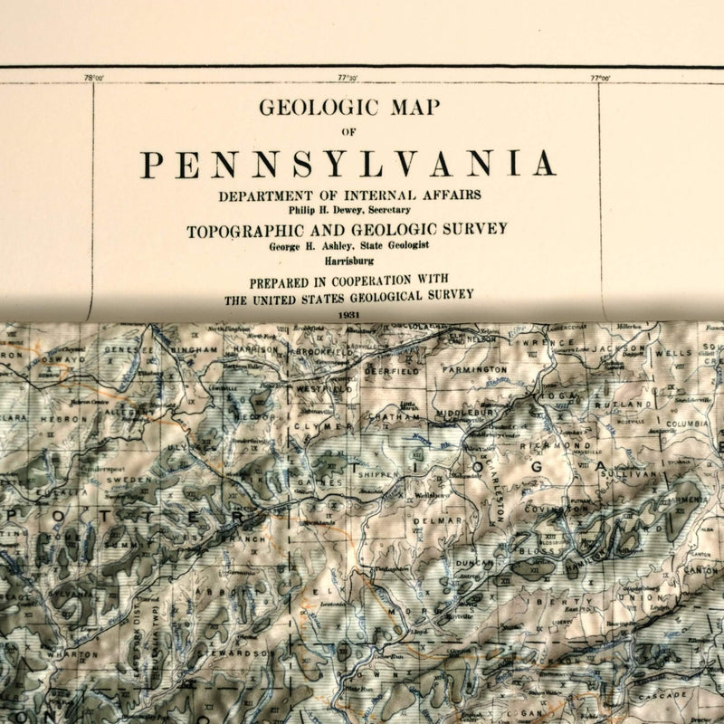 Pennsylvania 1931 3D Raised Relief Map - Muir Way - 3D