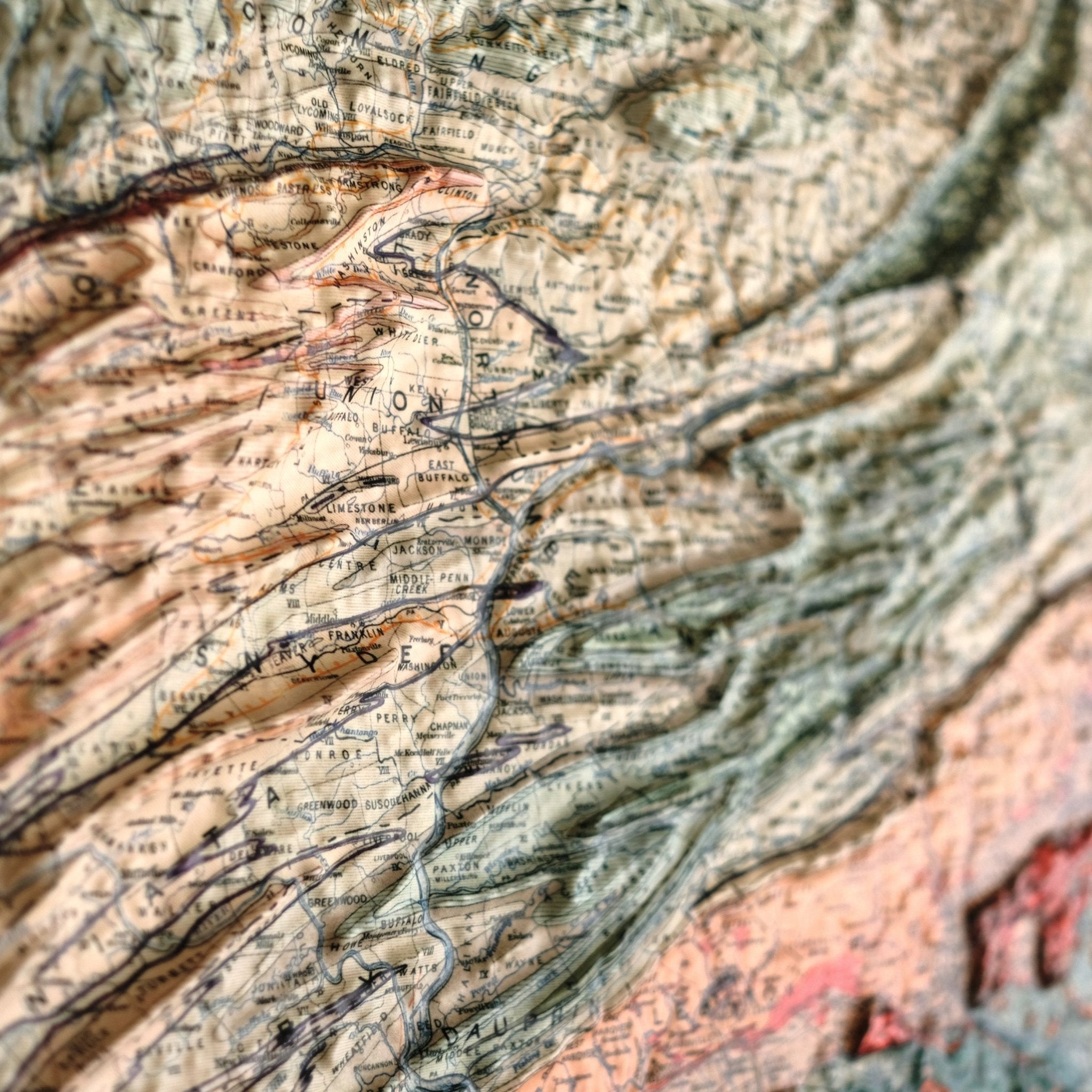 Pennsylvania 1931 3D Raised Relief Map - Muir Way - 3D