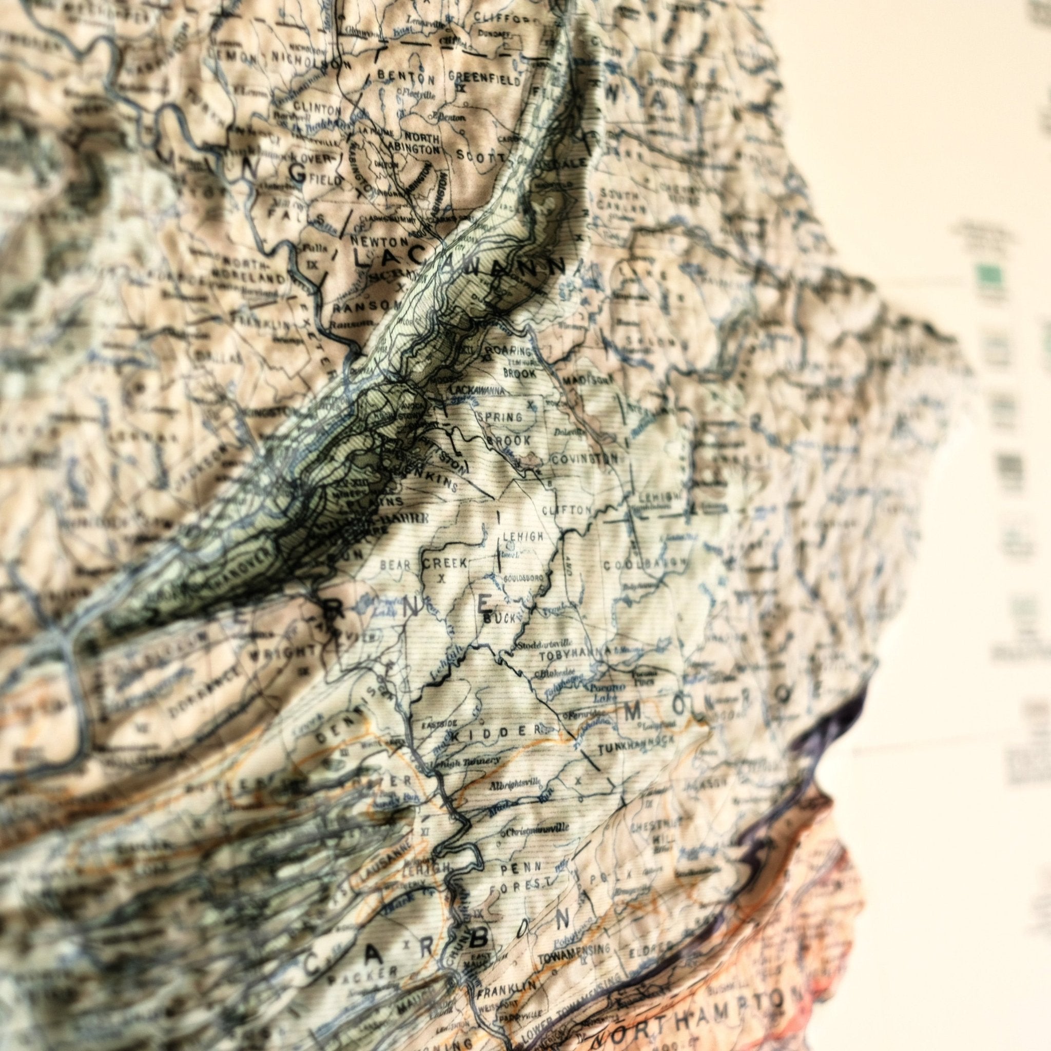 Pennsylvania 1931 3D Raised Relief Map - Muir Way - 3D