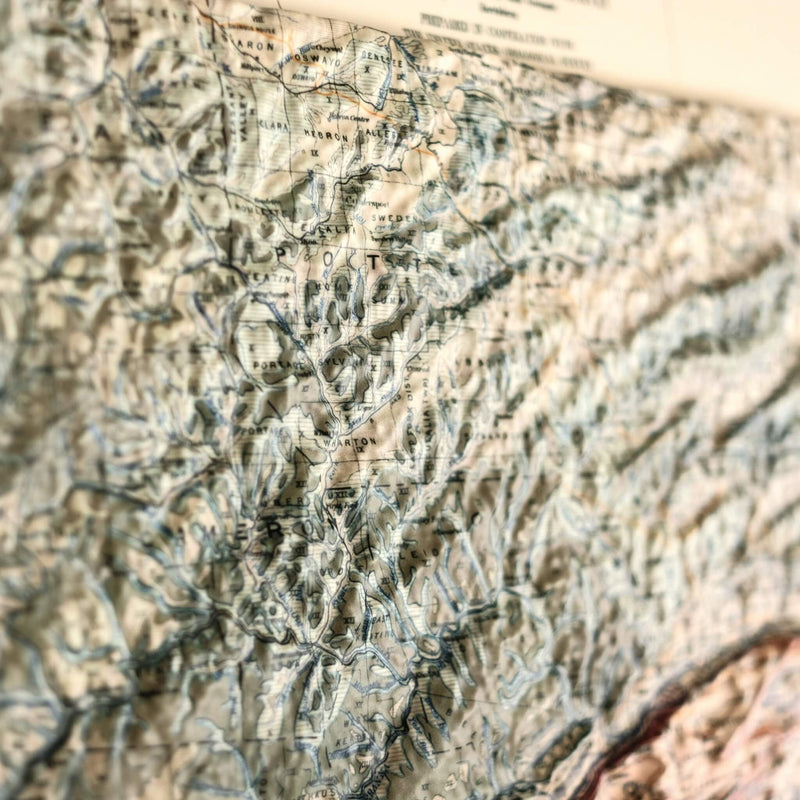 Pennsylvania 1931 3D Raised Relief Map - Muir Way - 3D