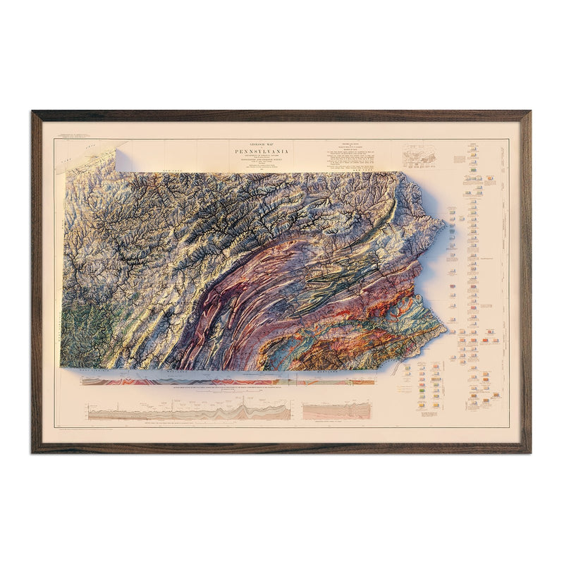 Pennsylvania 1931 Shaded Relief Map - Muir Way - Vintage Relief