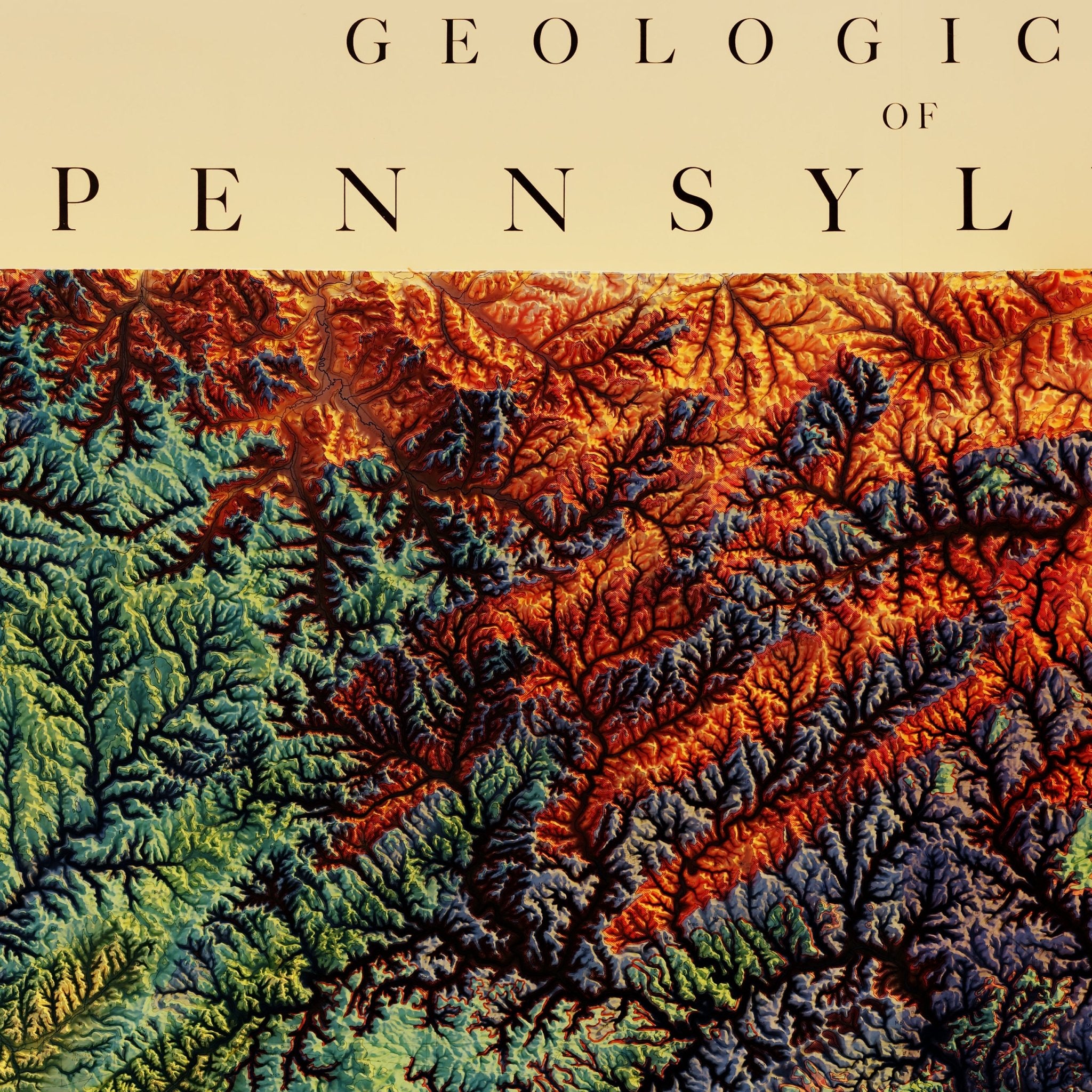 Pennsylvania 1960 Shaded Relief Map - Muir Way - Vintage Relief