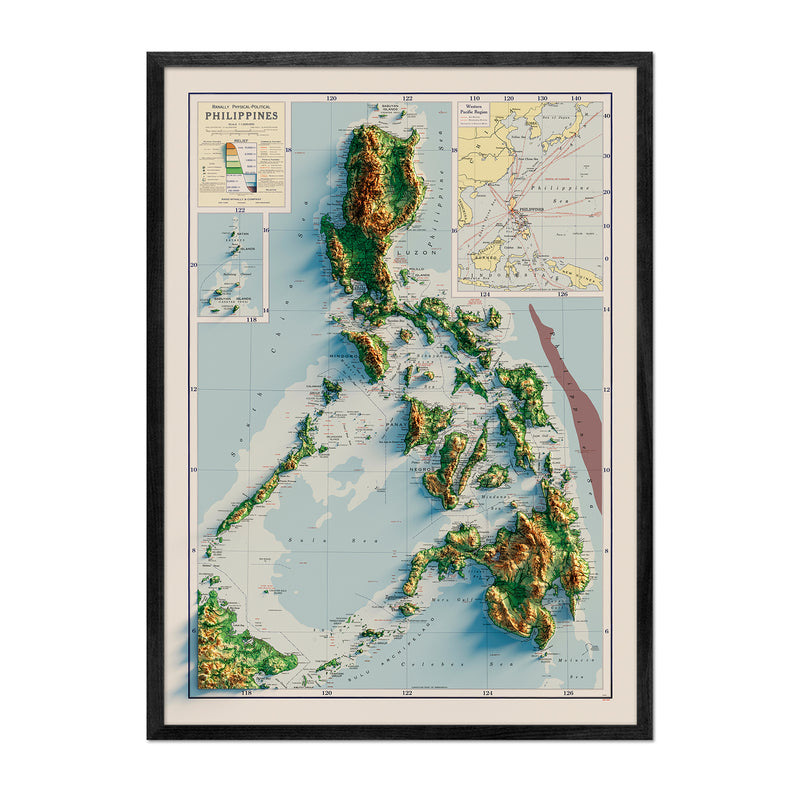 Philippines 1952 Shaded Relief Map - Muir Way - Vintage Relief