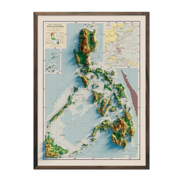 Vintage Philippines Elevation Map - Relief Map (1952) | Muir Way