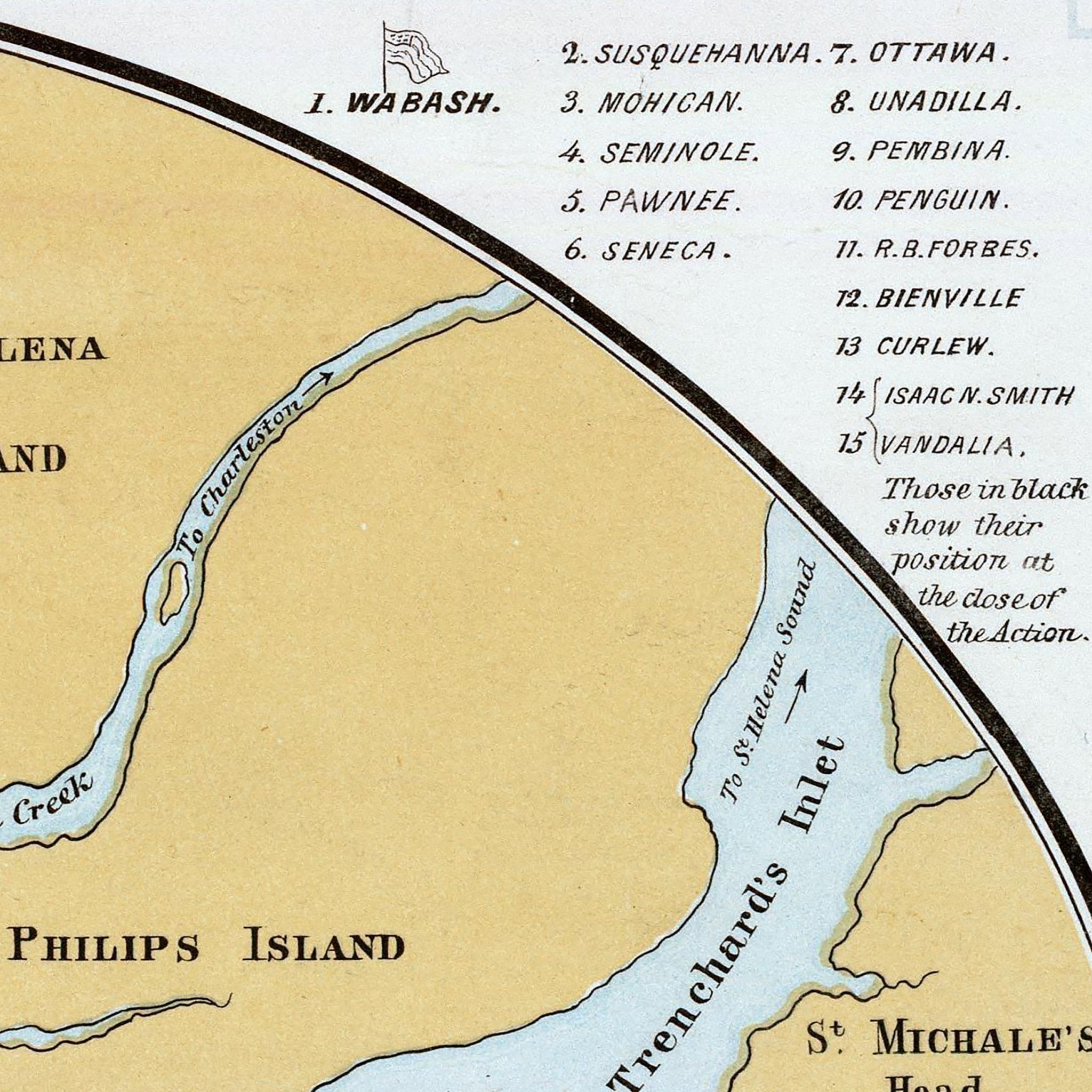 Plan of the Naval Attack and Capture of Port Royal - Muir Way - Vintage Map