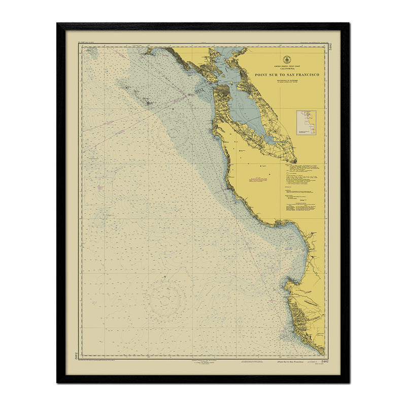 Point Sur to San Francisco Nautical Chart 1948