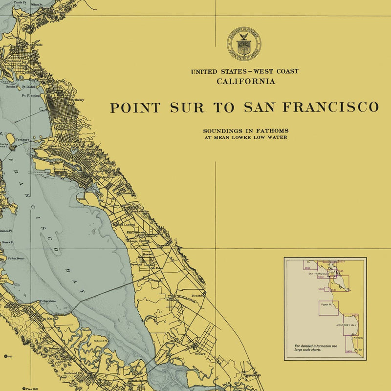 Point Sur to San Francisco Nautical Chart 1948 - Muir Way - Vintage Map