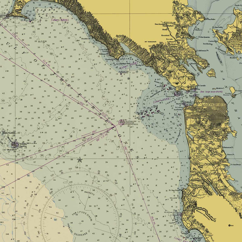 Point Sur to San Francisco Nautical Chart 1948 - Muir Way - Vintage Map