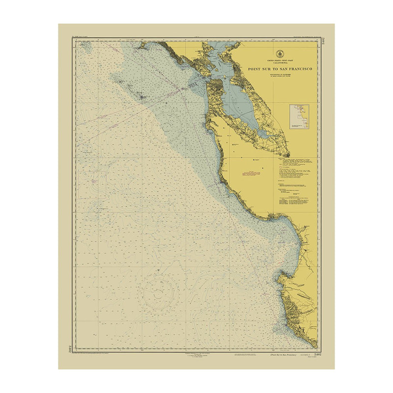 Point Sur to San Francisco Nautical Chart 1948 - Muir Way - Vintage Map