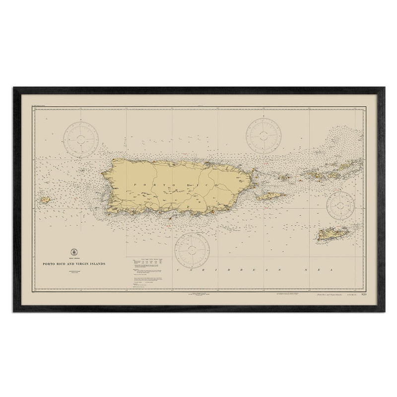 Puerto Rico and Virgin Islands Nautical Chart 1931 - Muir Way - Vintage Map