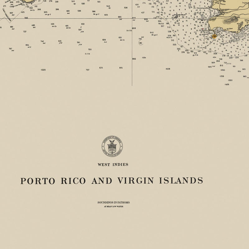 Puerto Rico and Virgin Islands Nautical Chart 1931 - Muir Way - Vintage Map