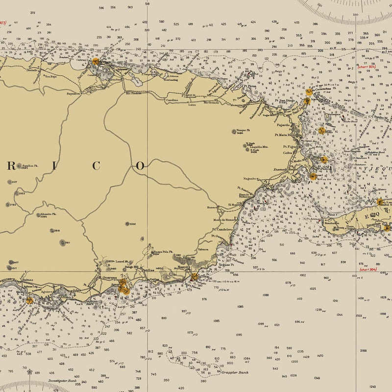 Puerto Rico and Virgin Islands Nautical Chart 1931 - Muir Way - Vintage Map