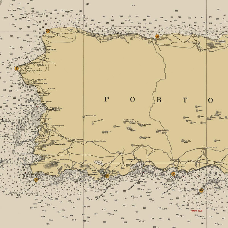 Puerto Rico and Virgin Islands Nautical Chart 1931 - Muir Way - Vintage Map