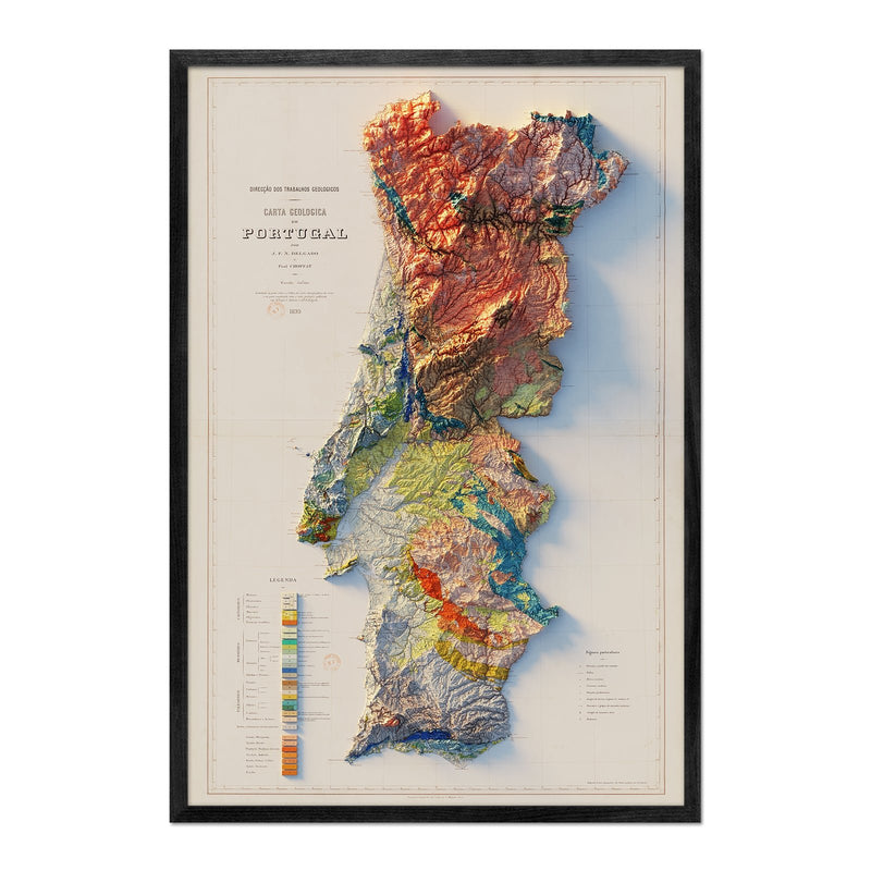 Portugal 1899 Shaded Relief Map - Muir Way - Vintage Relief
