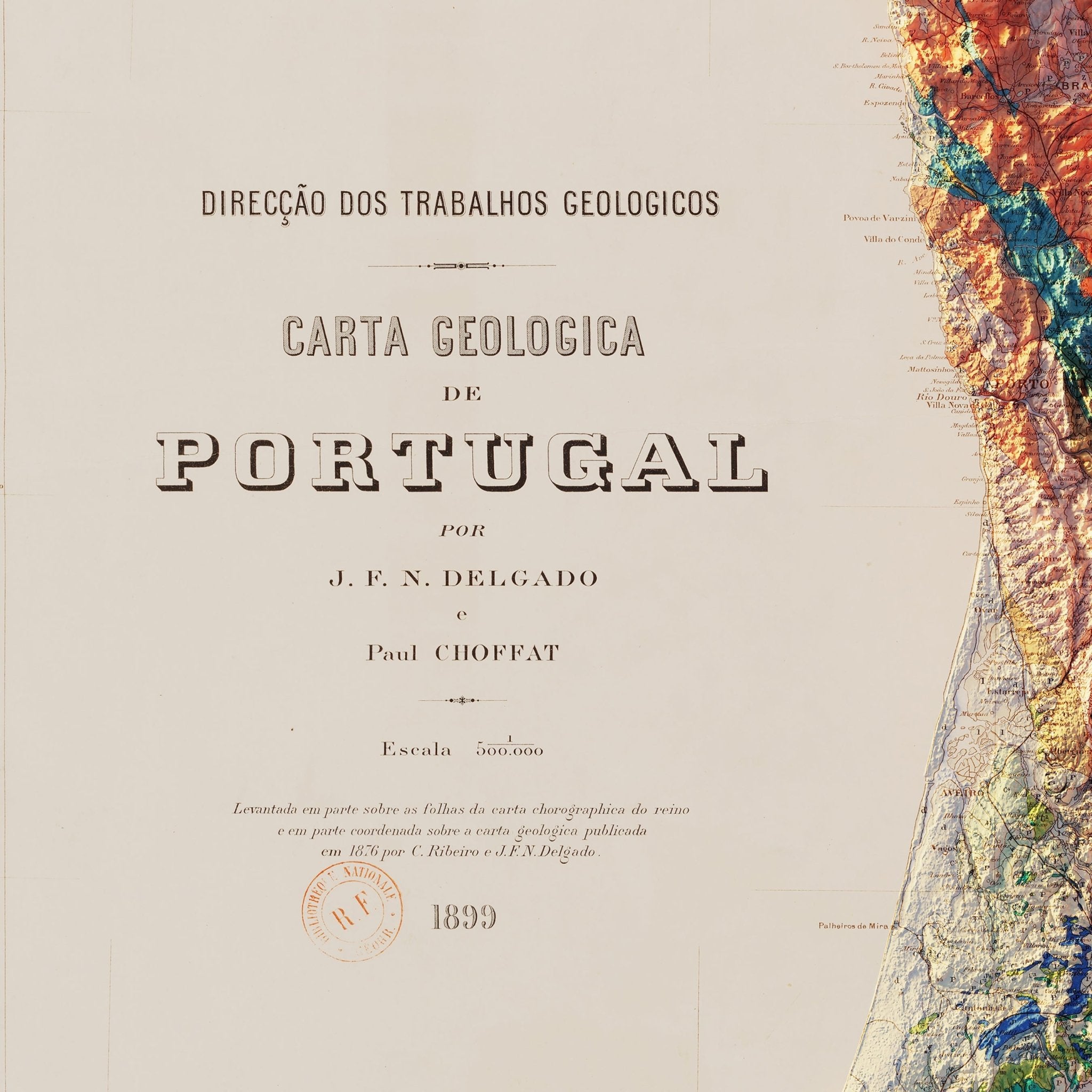 Portugal 1899 Shaded Relief Map - Muir Way - Vintage Relief