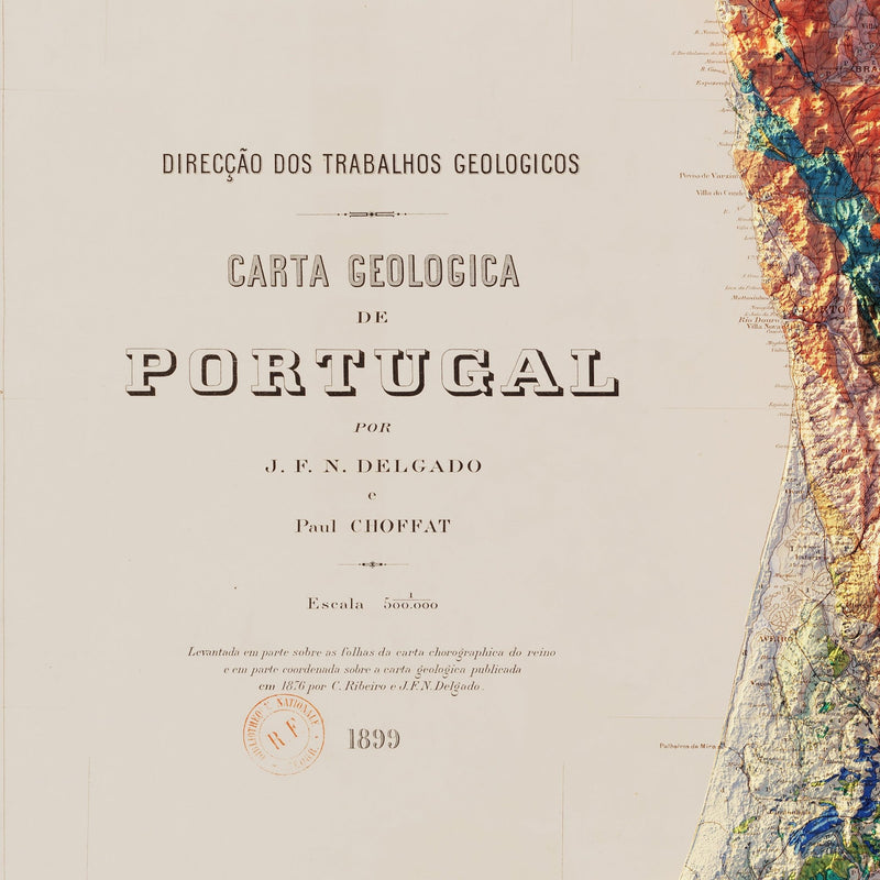 Portugal 1899 Shaded Relief Map - Muir Way - Vintage Relief