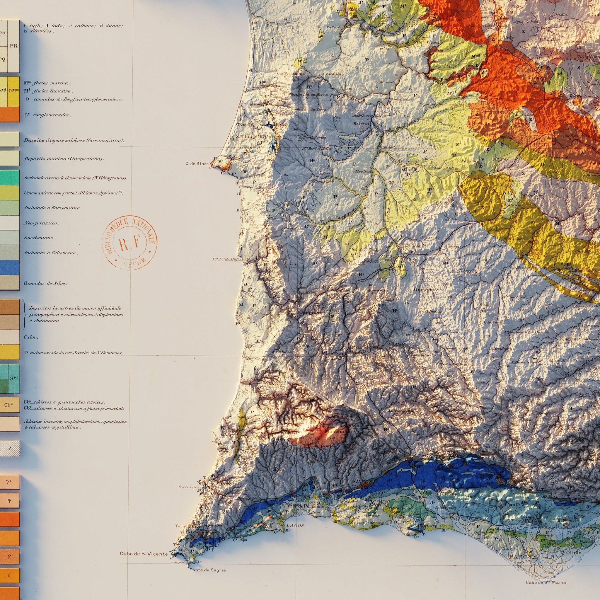Portugal 1899 Shaded Relief Map - Muir Way - Vintage Relief