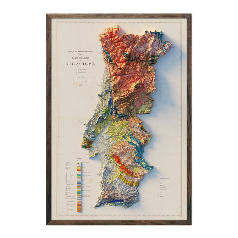 Portugal 1899 Shaded Relief Map - Muir Way - Vintage Relief