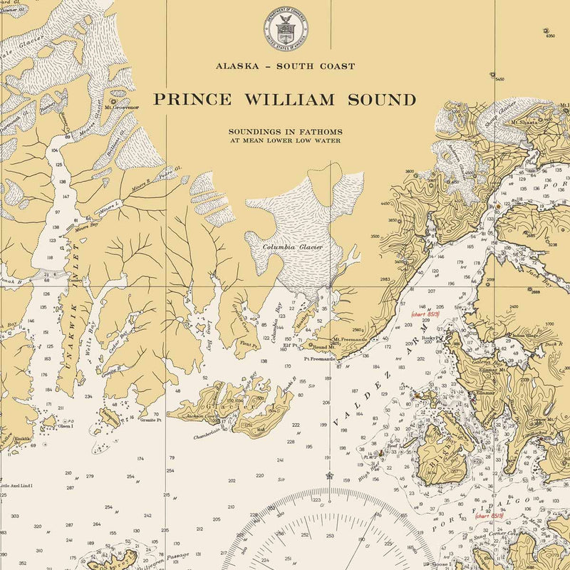 Prince William Sound Nautical Chart 1935 - Muir Way - Vintage Map