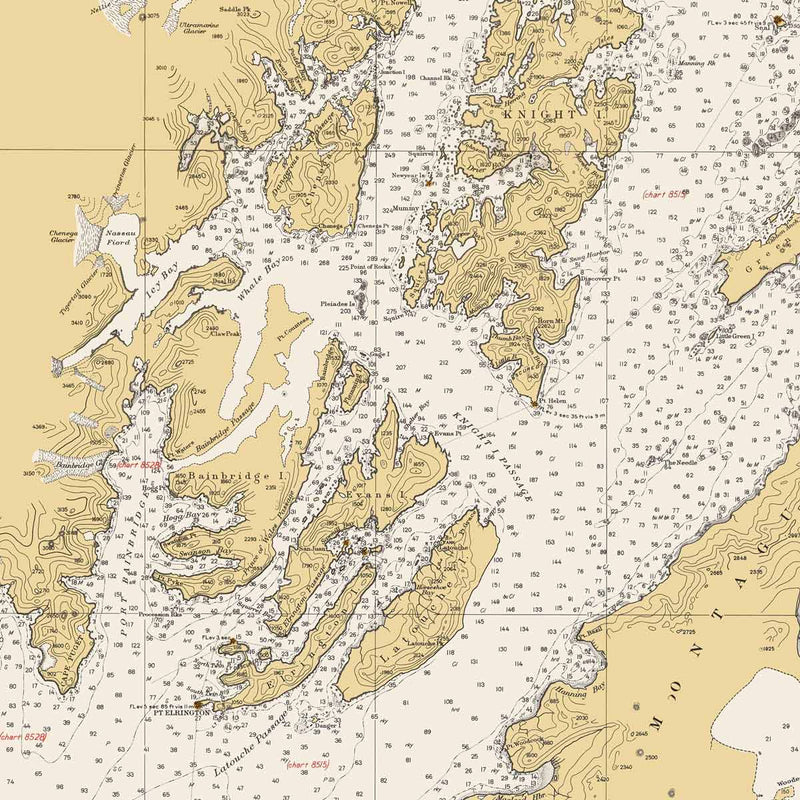 Prince William Sound Nautical Chart 1935 - Muir Way - Vintage Map