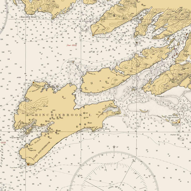 Prince William Sound Nautical Chart 1935 - Muir Way - Vintage Map