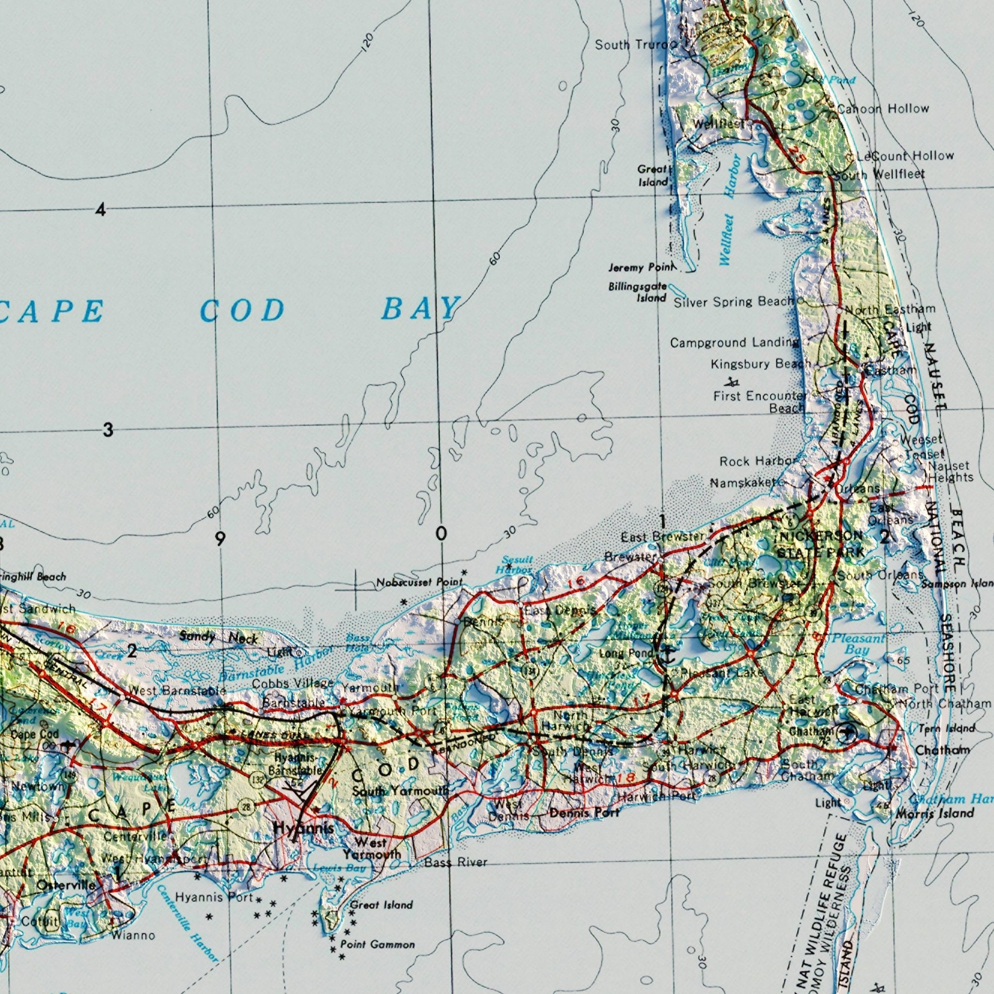 Providence, RI 1947 Shaded Relief Map - Muir Way - Vintage Relief