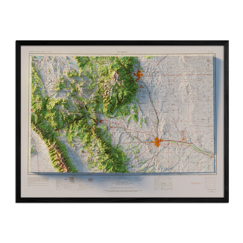 Colorado Springs, CO 1954 Shaded Relief Map - Muir Way - Vintage Relief
