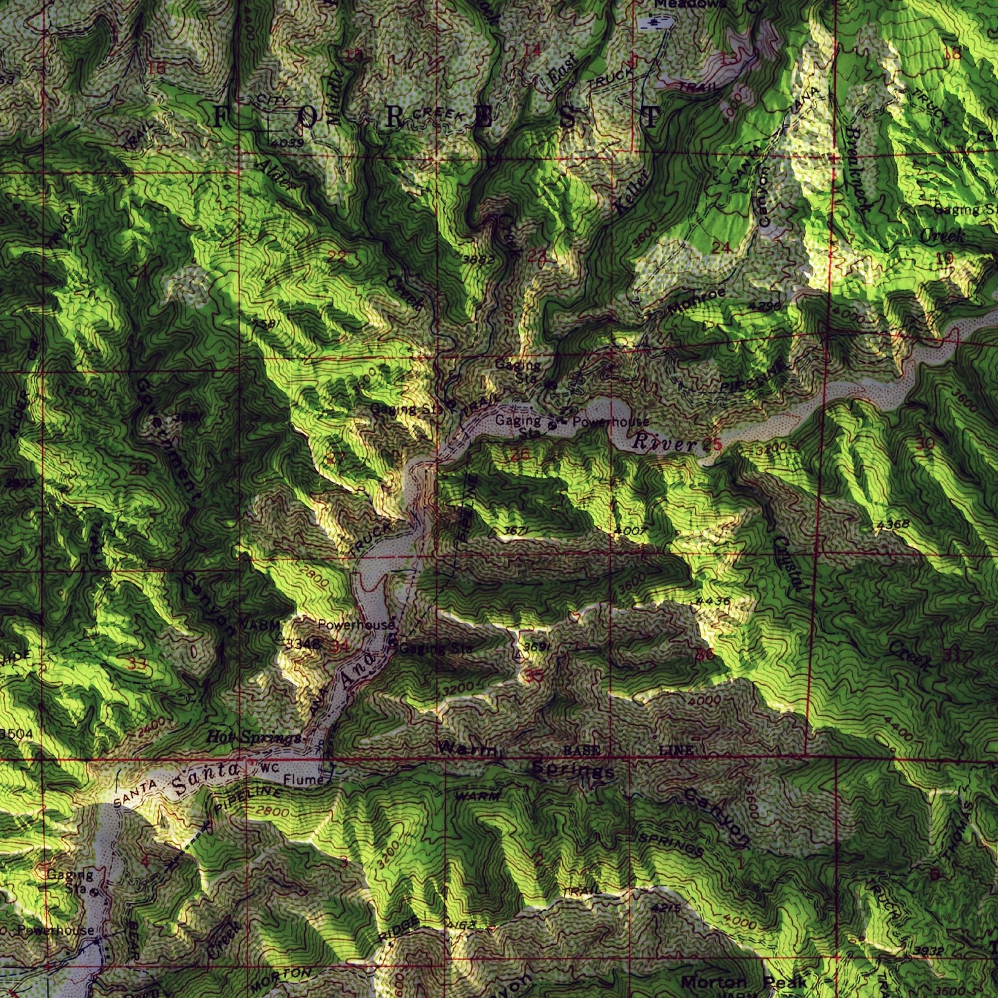 Redlands 1959 Shaded Relief Map - Muir Way - Vintage Relief