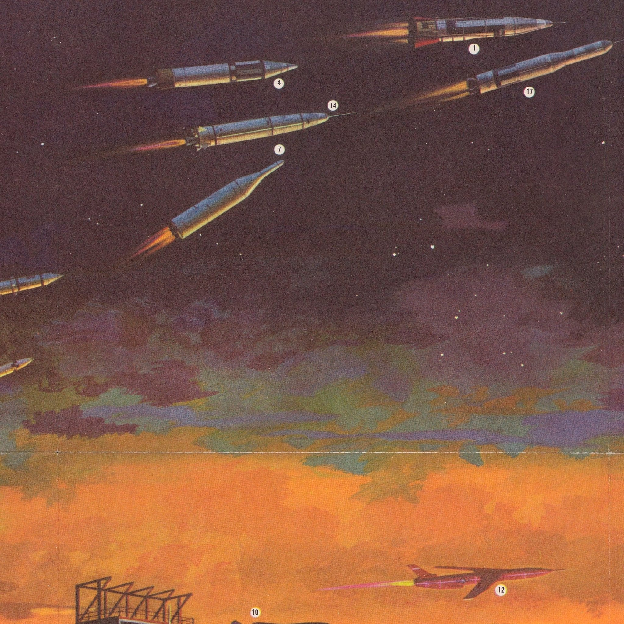Richfield Space Travel Chart of U.S. Rockets Missiles And Satellites - Muir Way - Vintage Map