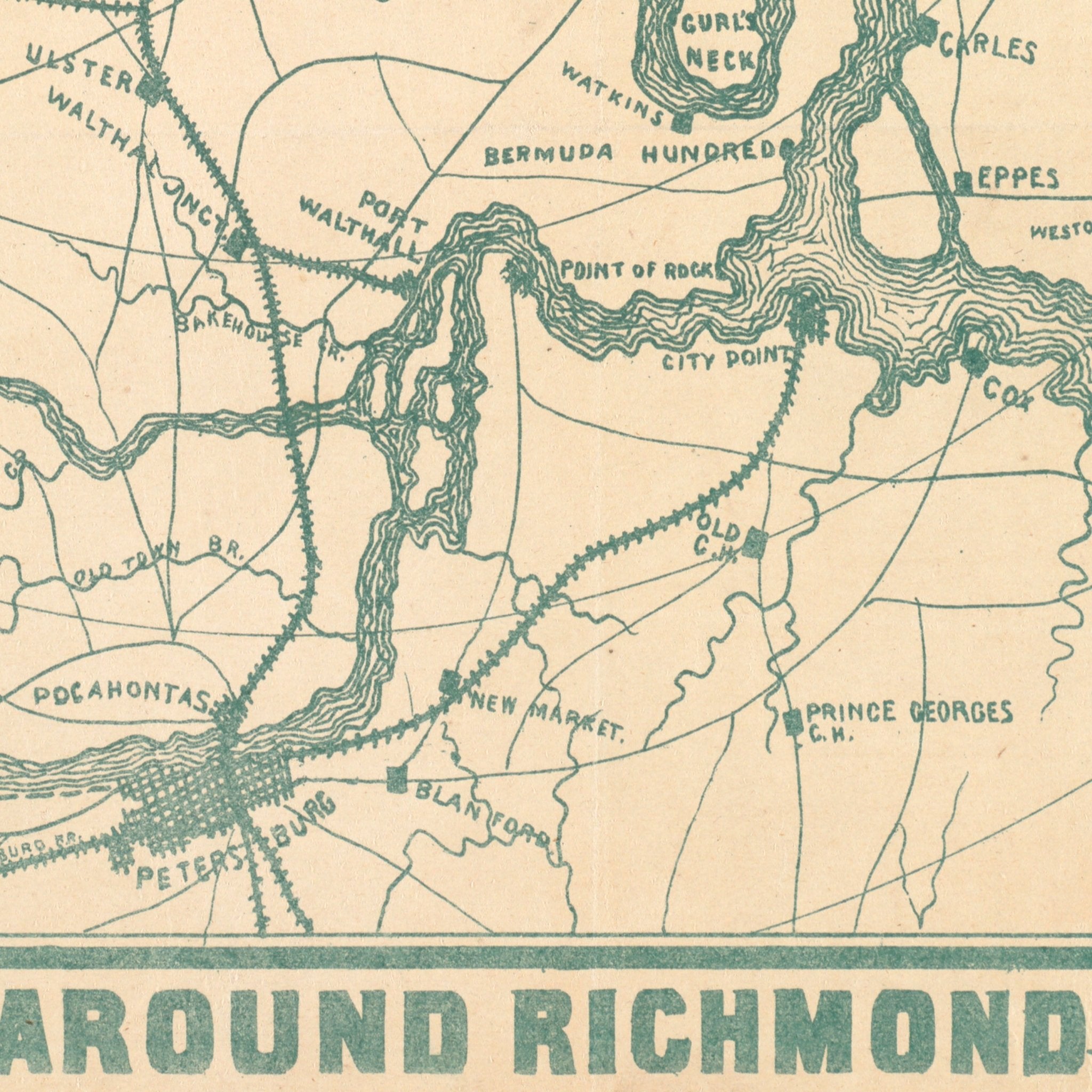 Richmond and 25 Miles Around - Muir Way - Vintage Map