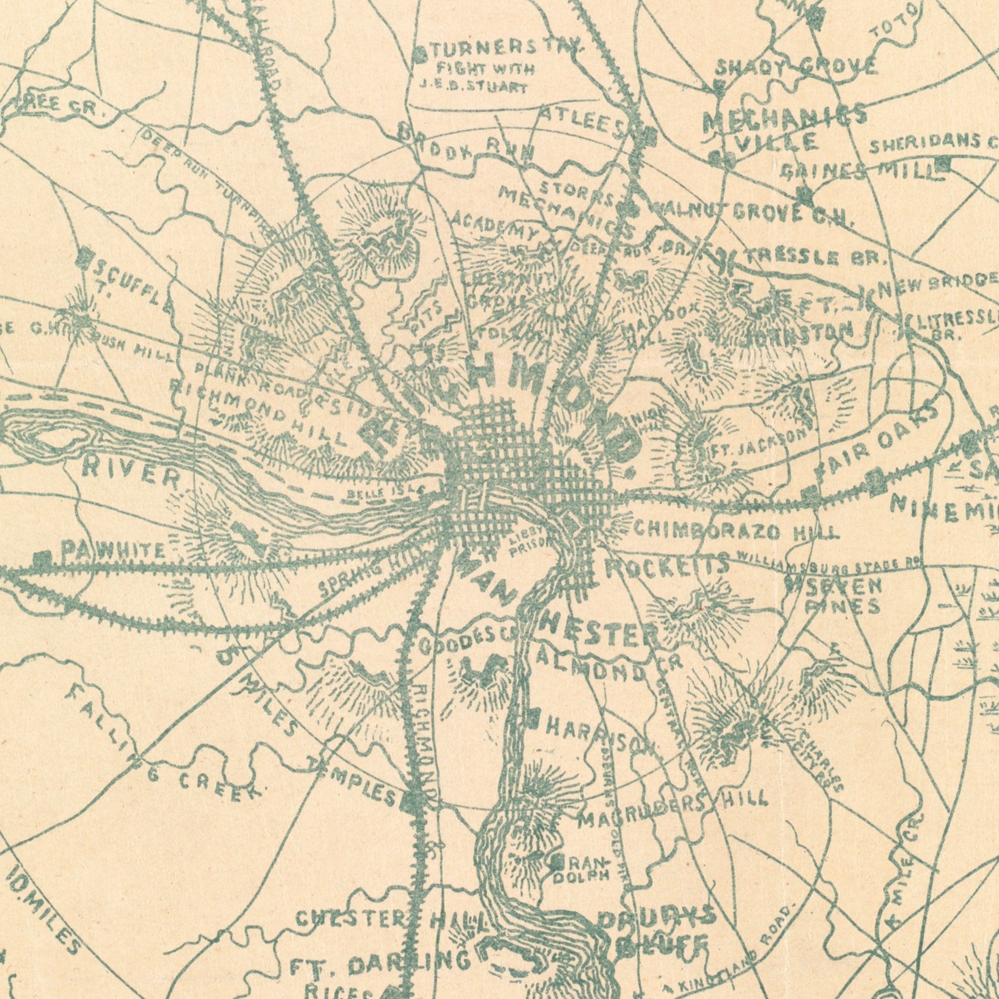 Richmond and 25 Miles Around - Muir Way - Vintage Map