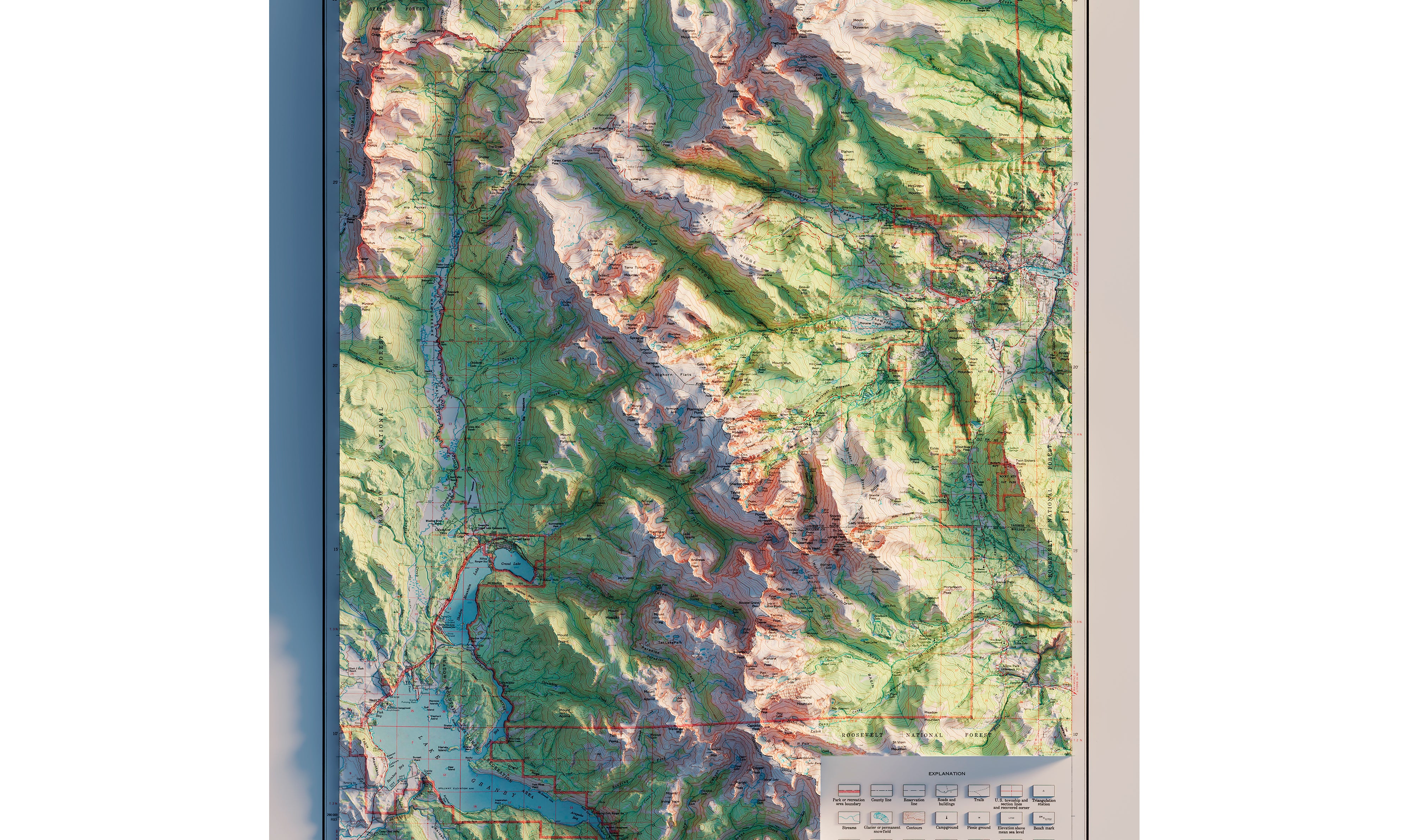 Vintage Rocky Mountain National Park Relief Map - 1961