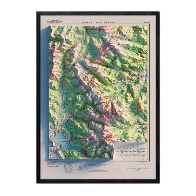 Vintage Rocky Mountain National Park Relief Map - 1961