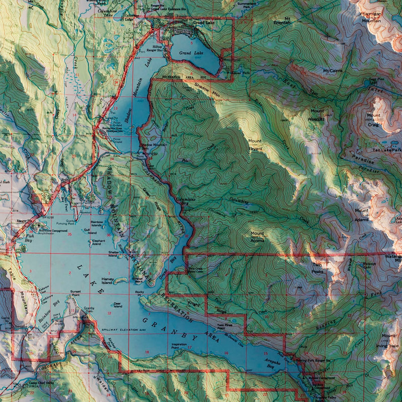 Rocky Mountain National Park 1961 Shaded Relief Map - Muir Way - Vintage Relief