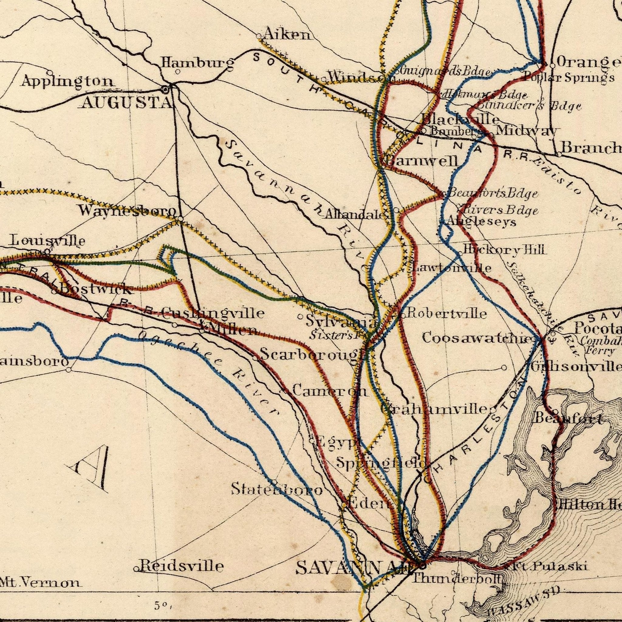 Route of Marches of the Army of General W.T. Sherman - Muir Way - Vintage Map