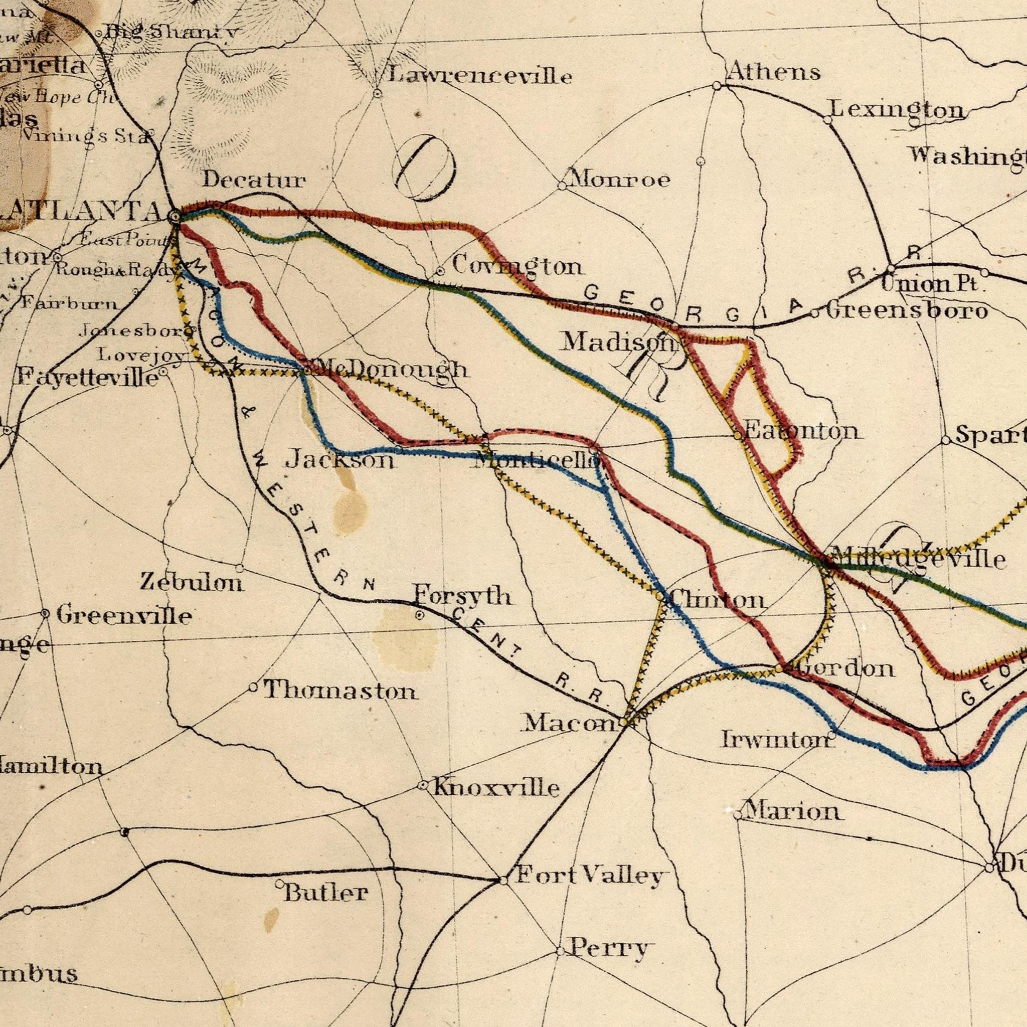 Route of Marches of the Army of General W.T. Sherman - Muir Way - Vintage Map