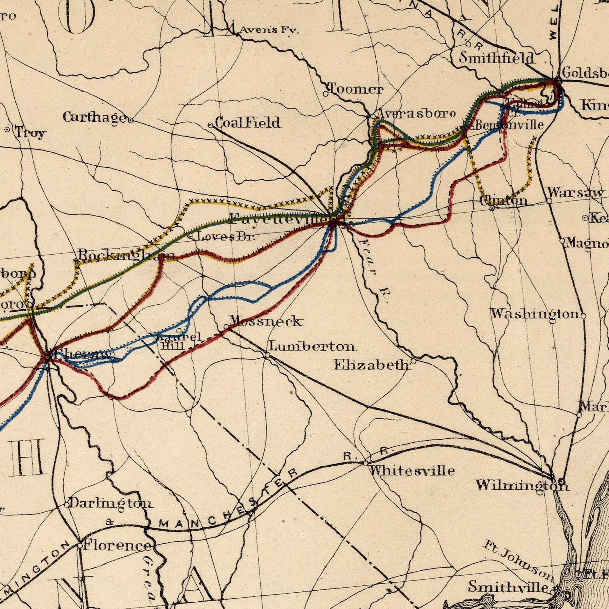 Route of Marches of the Army of General W.T. Sherman - Muir Way - Vintage Map